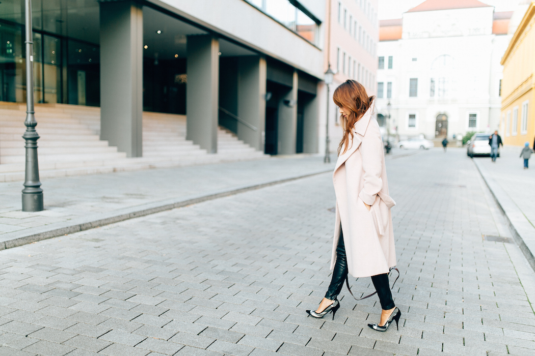 Camel Coat and Leather Leggings - The Classy Cloud