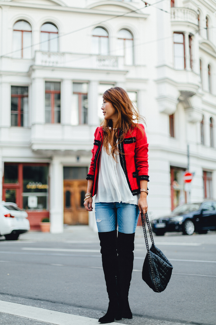 Outfits with red jacket hotsell