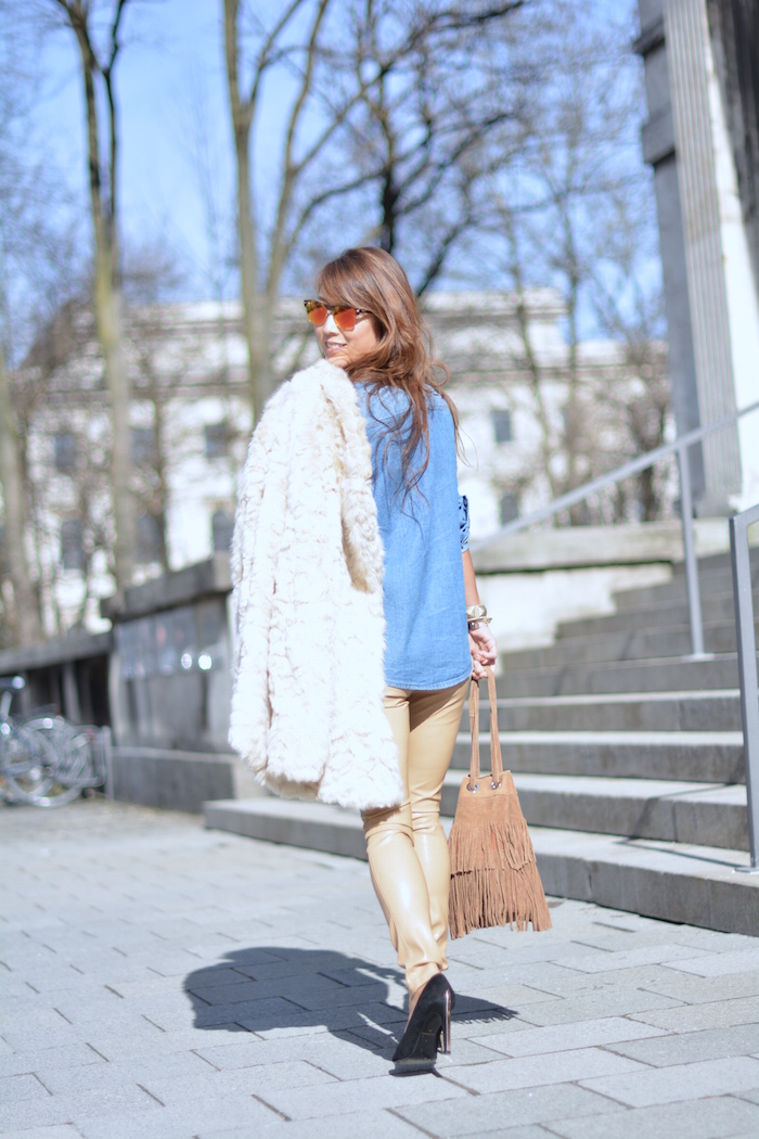 Chambray And Leather Legging Weather The Classy Cloud