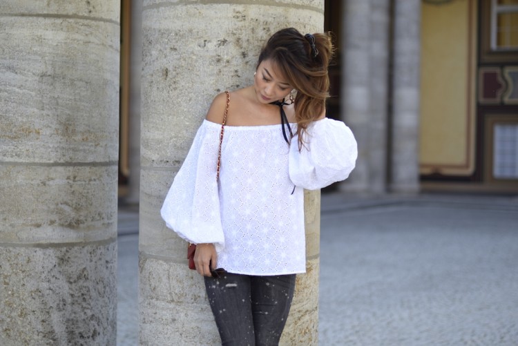 weiße bluse mit muster