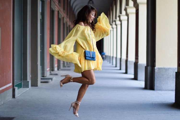 Yellow ruffle swing dress sprung
