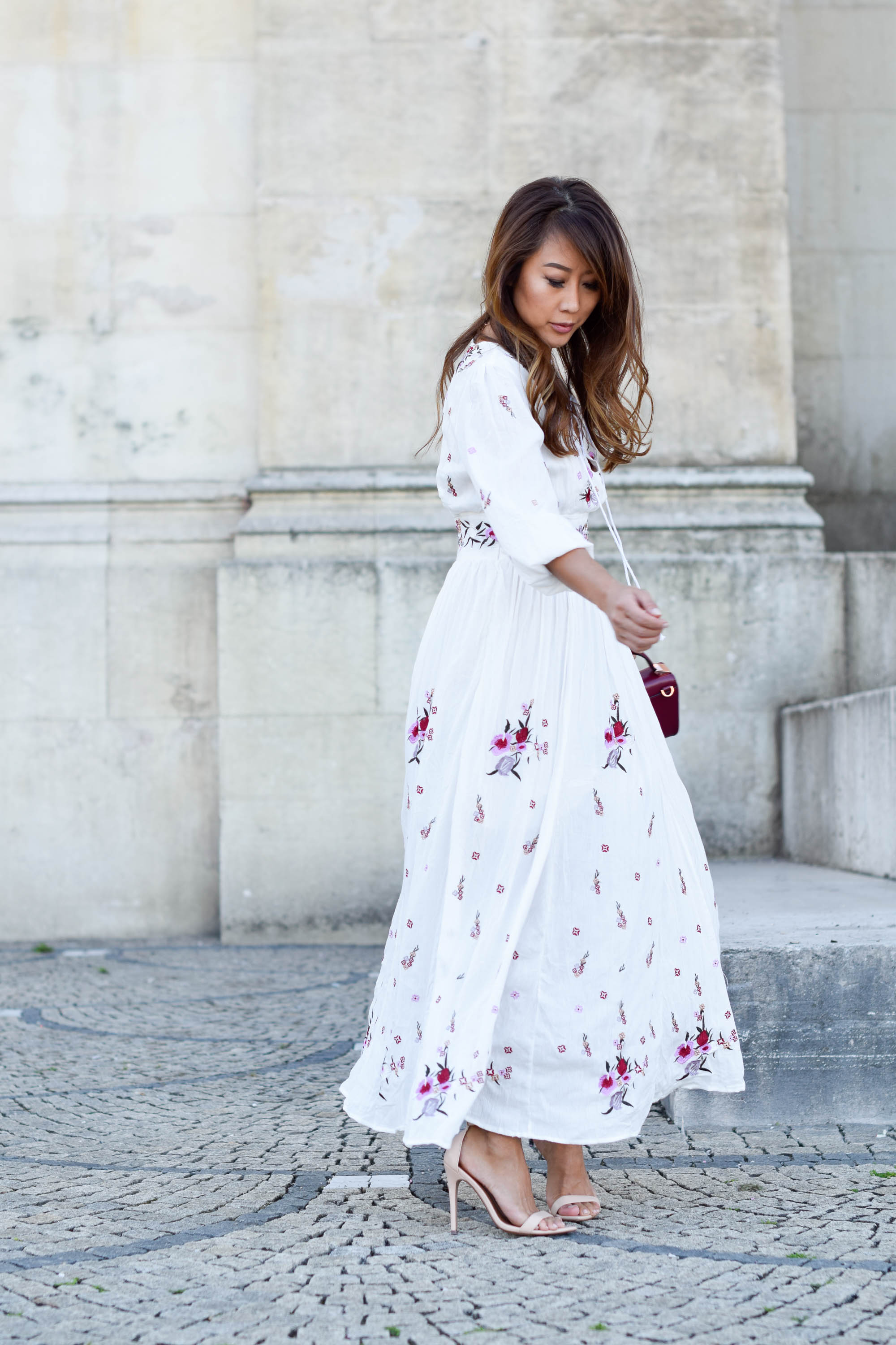 maxi dress and heels