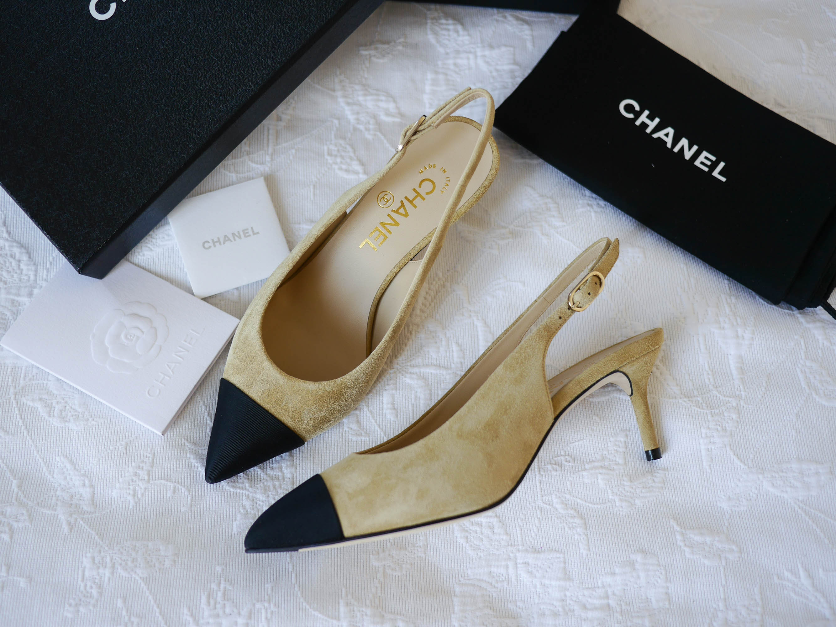 chanel two tone slingbacks